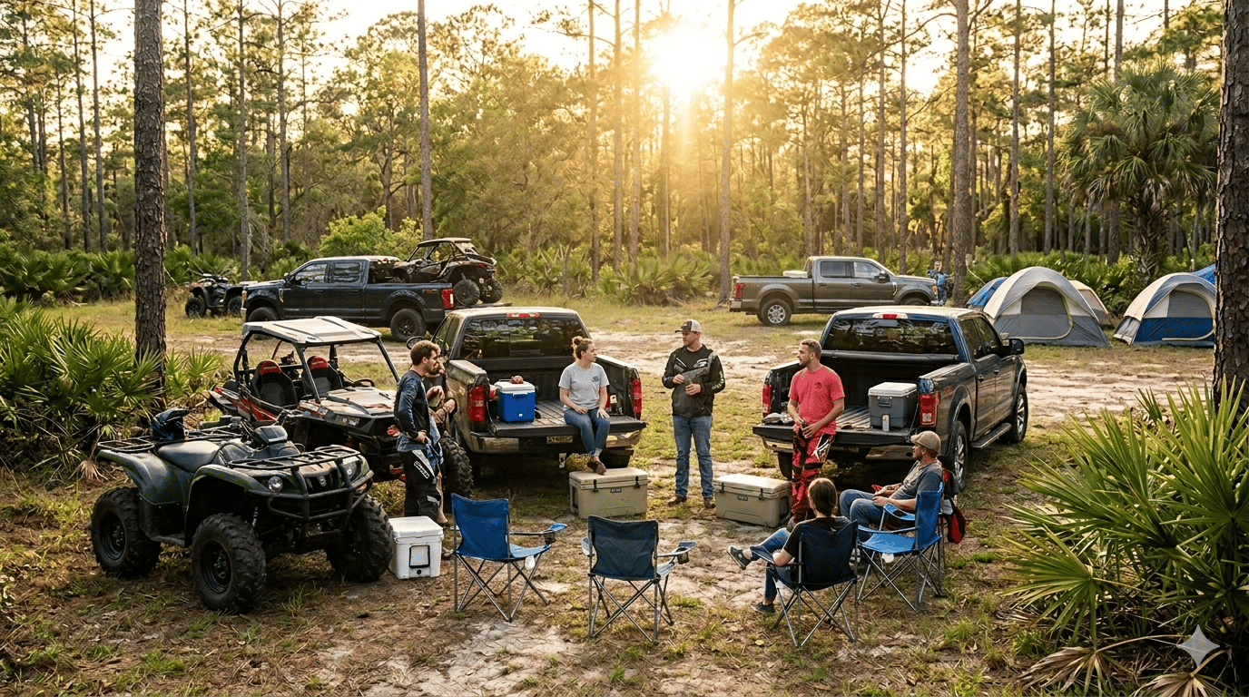 Off-road community gathering at Suburban Estates